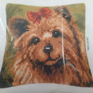 Vervaco Belgium Yorkshire Terrier 16" Cross Stitch Pillow Kit Chunky Needlepoint